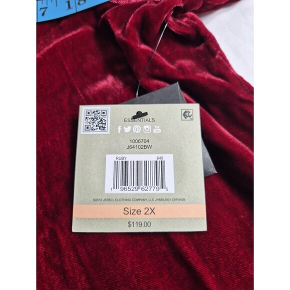 John Mark Women's Shirt Top Size 2X Red ¾ Sleeve Relaxed Fit Velvet Wired (60) - Picture 11 of 12